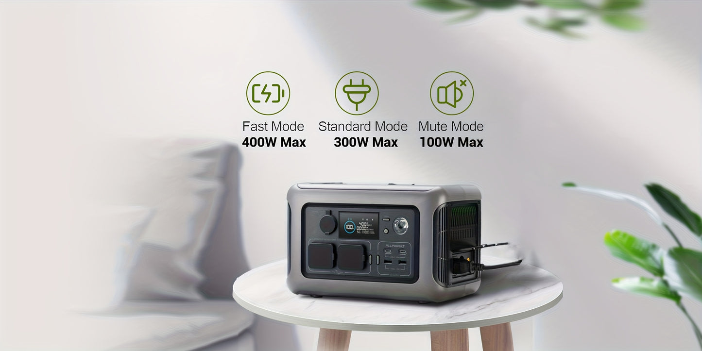 ALLPOWERS R600 299Wh Portable Power Station LiFePO4 Battery AC Output Solar Generator with 600 W Batteries, 0-100% Quick Charge In 1 Hour for Camping, Motorhome, Emergency, RV, Portable Generator for Camping, Solar Battery, G