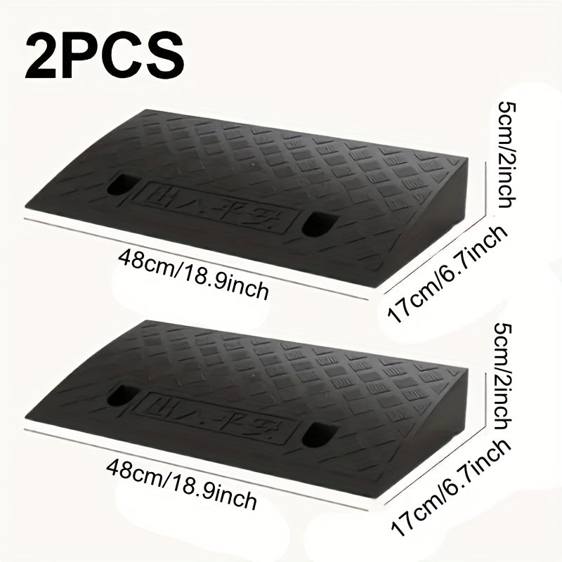 2pcs Heavy-Duty Portable Ramps with Non-Slip Surface - 5cm Height, Durable Plastic Construction for Cars, Motorcycles, Wheelchairs, and Pets - Easy to Use for Loading and Unloading, Accessibility Ramp for Outdoor Use, Car Ramp