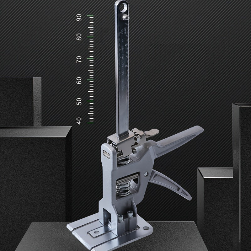 1pc Heavy-Duty Stainless Steel Manual Height Lifter with 30.48cm Adjustable Arm & Effort-Saving Mechanism - 199.58KG Load Capacity, Sturdy Base & Locking System for Walls, Cabinets, Windows, Doors, Furniture - Ideal for Const