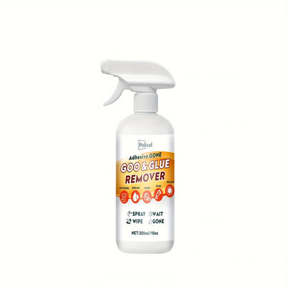 Glue Adhesive Remover, Sticker Residue Removal Spray Easily Takes Off Tape, Labels, Rubber and Film Residue from Glass & Plastic with Scraper & Towel, Wave Goodbye to Sticky Situations - 300ml/10oz