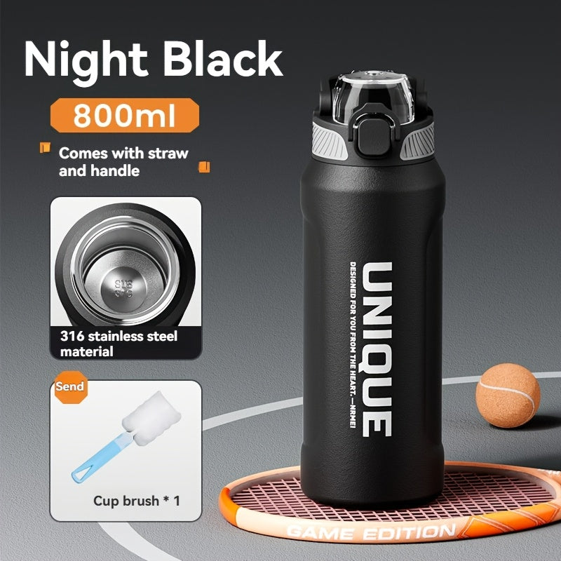 32oz Stainless Steel Pop-Up Water Bottle nRMEi - 316 Stainless steel, BPA-Free, 4-season hot/cold water retention, large capacity for outdoor activities, travel, daily use, insulated water bottle, Sleek M