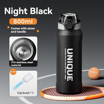 32oz Stainless Steel Pop-Up Water Bottle nRMEi - 316 Stainless steel, BPA-Free, 4-season hot/cold water retention, large capacity for outdoor activities, travel, daily use, insulated water bottle, Sleek M