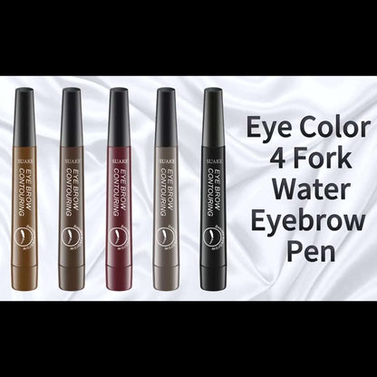 4pcs Professional Makeup Artist Ultra-Fine 4-Branch Eyebrow Pencil, Waterproof & Sweatproof, Natural 3D Wild Brow Look, Realistic Definition, Smudge-Free, Black Set - Perfect Christmas or Birthday Gift