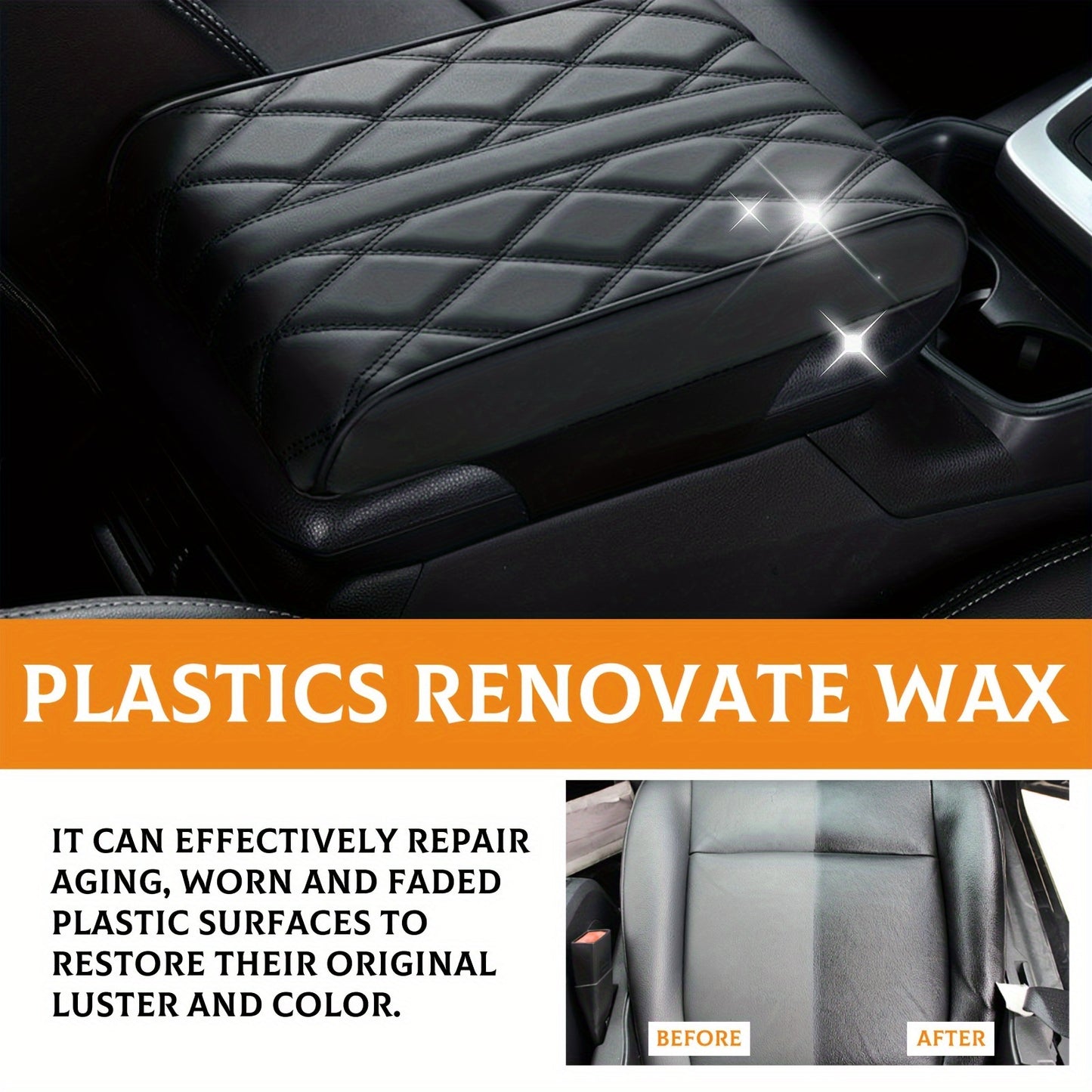 Car Plastic Renovator Wax, 50ml - PU Leather Rejuvenation, Scratch Repair for Car Bumpers and Interiors, Enhances Plastic and Leather Restoration, Prevents Aging and Whitening