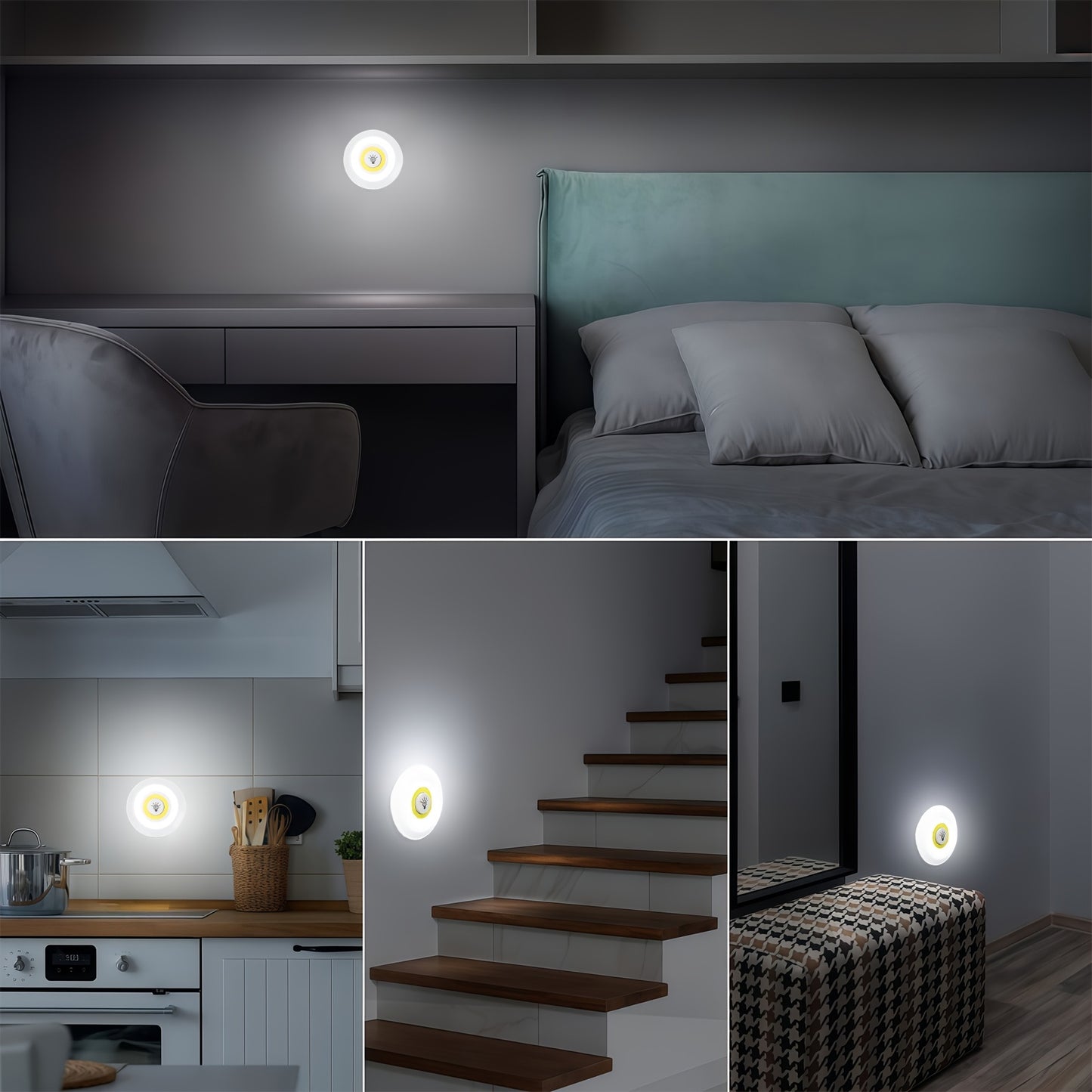 6pcs Smart Wireless LED Under-Cabinet Lights COB Night Light With Remote Control - Perfect For Wardrobe, Kitchen & More!