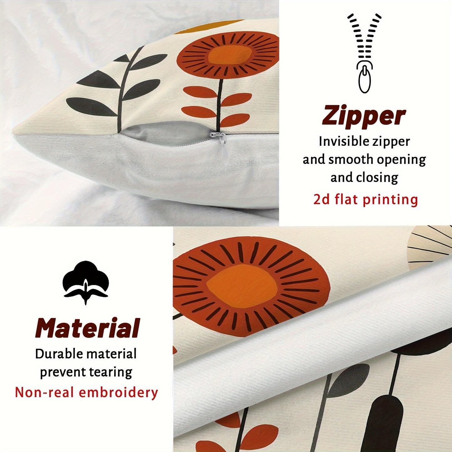 4pcs Vibrant Floral Plush Pillow Covers - Modern Abstract Design in Yellow, Blue, Green with Daisies & Vases, Soft & Cozy Decorative Cushion Cases for Living Room, Bedroom, Sofa - Machine Washable, Zipper Closure, No Inserts,