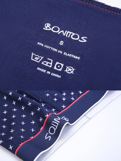 5pcs Sexy Men'S Boxer Briefs Set - Navy Blue with White Polka Dot Print, Medium Stretch, Comfort Fit Underwear for Casual Attire, Perfect Gift for Him, Everyday Underwear | Stylish Boxers | Comfortable Fit, Boxer Shorts