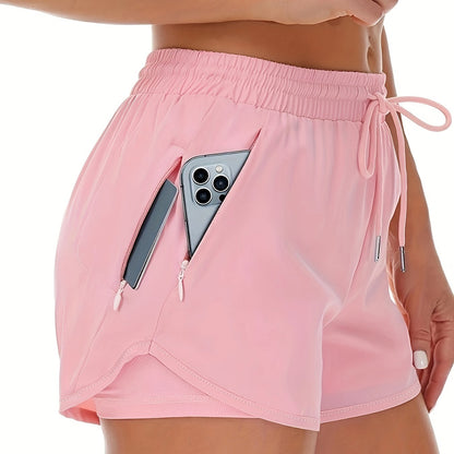 Women'S Casual Sports Shorts - Beige, Stretchy Lycra Fabric, Drawstring Waist, Multiple Pockets for Running and Fitness, Casual Sportswear|Casual Fit|Stretchy Fabric