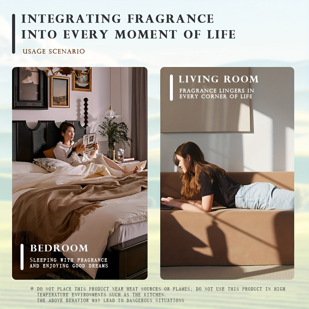 Luxury Hotel Series Reed Diffuser Set - 100ml Large Capacity, Long-Lasting Scent (5-7 Weeks) for Living Room and Bedroom - Spice Fragrance, Swiss Raffinerie Ingredients, Glass and Rattan, Cylinder Shape, Under 1L - Ideal for