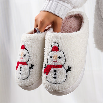 Pantufas felpudas com estampado de árvore de Natal, chinelos de inverno fechados e quentinhos para usar em casa, pantufas aconchegantes de sola macia e felpuda.