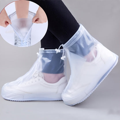 2pcs Waterproof Zipper Shoe Covers, Reusable PVC Rain Boot Protectors, Hand Washable, Sturdy and Durable for Men and Women