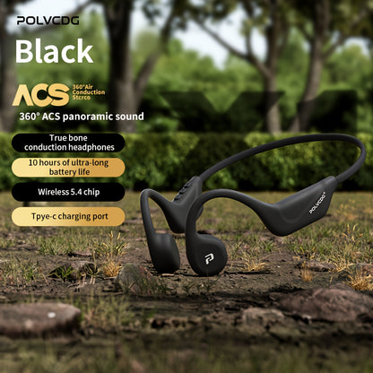 POLVCDG Audio Wireless Bone Conduction Headset - IPX5, Long Battery Life, Open Design, Signal Stability, Noise Isolation, Push Button Control, Tangle-Free Cable, Type-C Charging, Compatible with Cellphones, Sports Headphones