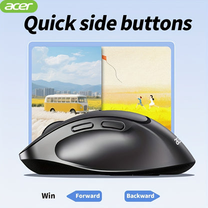 ACER Wireless Mouse, Ergonomic Silent Optical Mouse with Side Buttons, Low Latency 2.4G Wireless Mouse, Compatible with Windows/macOS/iPadOS/Android for Laptop, Computer, Office & Home Use, Home Office Accessory, Computer Nav