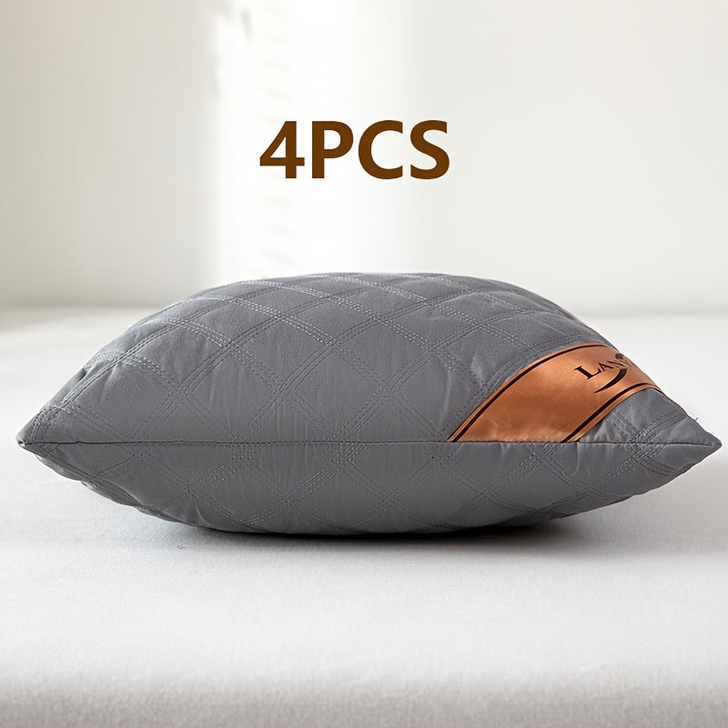 4pcs High-Quality Luxury Double-Sided Patterned Pillow Covers, Gray Polyester Sofa Cushion Covers with Zipper Closure, Machine Washable, Multi-Use for Home, Car, and Sofa Decor