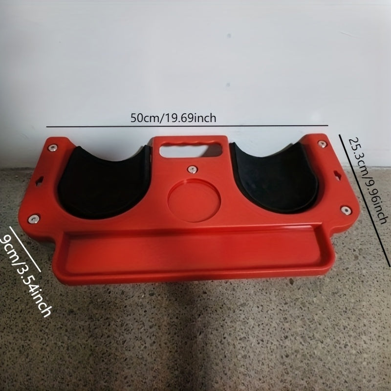 1pc Red & Black Rolling Kneeling Pad with Wheels & Built-In Tool Tray - Comfortable Cushioned Metal Platform for Carpenters, Machine Workers, Flooring & Auto Repairs