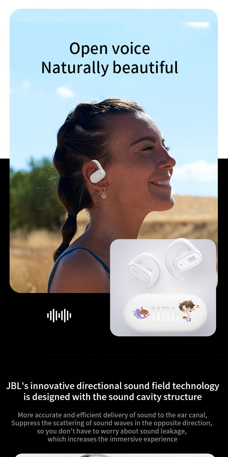 2024 New JBL Soundgear sense Open Wireless Earphones Bone Conduction Sports Running Headphones, Wireless Earbuds, HIFI Sound Quality, HD Calling, 1200mAh Rechargeable Battery, Wireless Connectivity