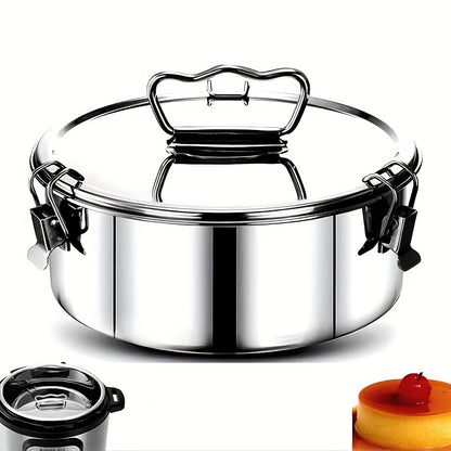 Stainless Steel Flan Pan, 63 Oz Flanera Mold Cooker For Baking, Compatible With Instant Pot 3 6 8qt, Custard Pan, Flan Dish With Lid, Tart Pan, Round Fluted Dish, Oven Safe.Cupcake & Pudding Baking!