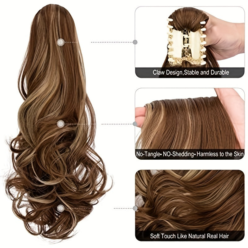 Long Wavy Ponytail Extensions - 55.88 cm Claw Clip In Synthetic Hair Piece For Women - Add Volume And Style To Your Hair Halloween Christmas