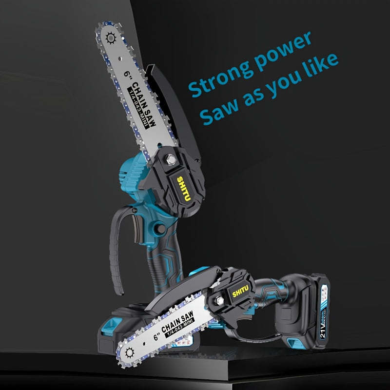 2025 New Cordless Mini Chainsaw, Lightweight and Portable Electric Tree Trimmer, Equipped with Splash Guard, Safety Lock, Rechargeable Battery and Safe Finishing, Can Quickly Cut Tree Branches, Yards, Houses and