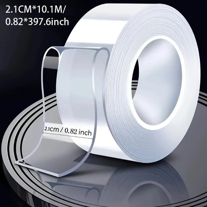 10.1m Super Strong Nano Double-Sided Tape, Thickened Version, Transparent, No Residue, Waterproof Bonding for Plastic, Wood, Glass, and Metal - Made of PE Material, High Adhesion