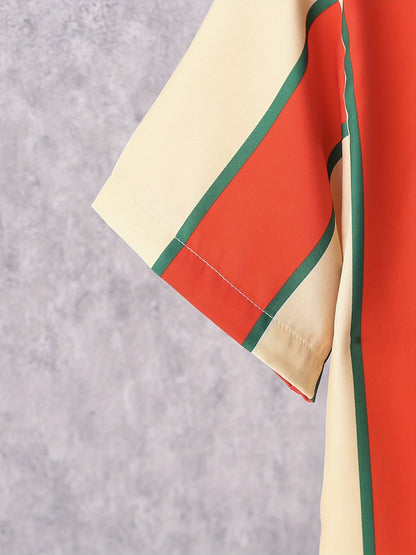 2pcs Boys Teen Casual Striped Short Sleeve Shirt &amp; Pocket Side Shorts Set Clothes For Summer