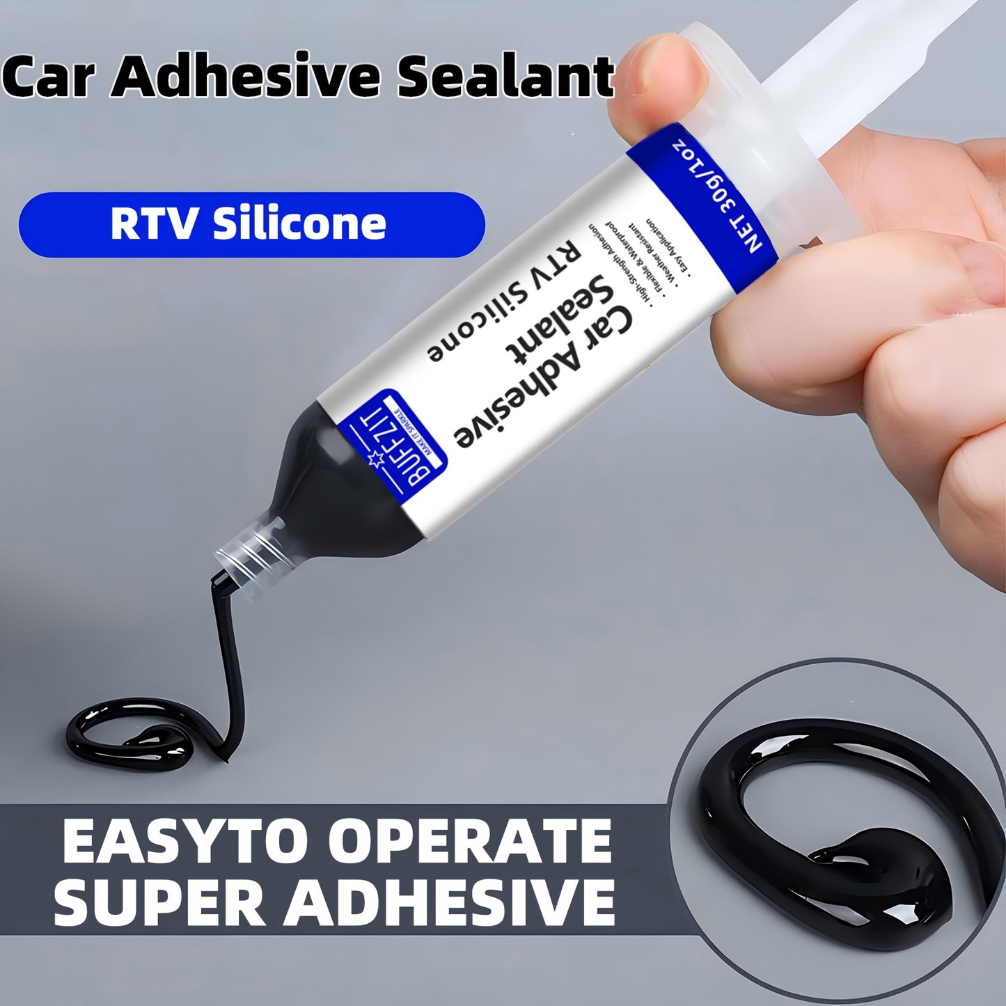 1oz RTV Black Silicone Adhesive Sealant, Waterproof, Flexible, Moisture-Proof, for Glass, Metal, Plastic, with Door Surface Application, for Automotive Wiring Protection, Silicone Sealant Waterproof
