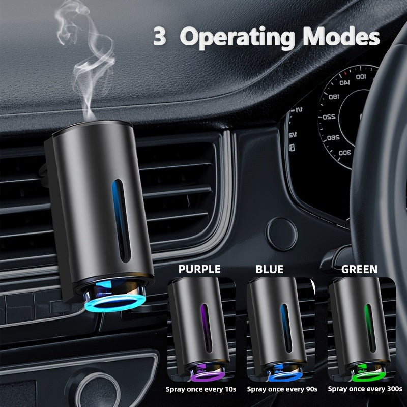 Intelligent Car Air Vent Aromatherapy Diffuser - Cylindrical Shape, Battery Powered with Rechargeable Lithium Battery, 3 Operating Modes, Spray Format for Fresh Fragrance