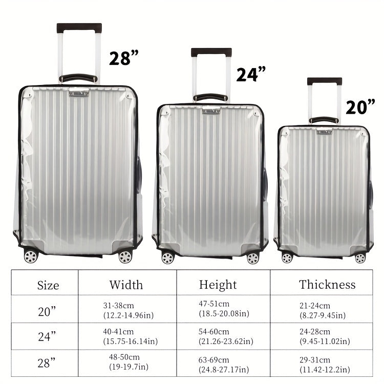 3pcs Luggage Protective Covers, Check-in Shockproof Thick PVC Transparent Dustproof Covers for 50.8cm+60.96cm+71.12cm Suitcases, Waterproof &amp; Durable