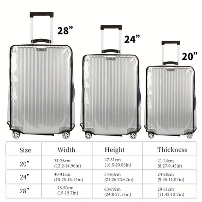 3pcs Luggage Protective Covers, Check-in Shockproof Thick PVC Transparent Dustproof Covers for 50.8cm+60.96cm+71.12cm Suitcases, Waterproof &amp; Durable