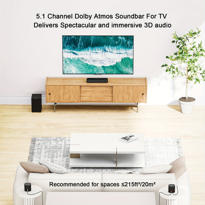 ULTIMEA 5.1ch Sound Bar with Atmos, Surround Sound System for TV, Home Theater Sound System, 2 Surround Speakers with Subwoofer, App Control, 121 EQ Presets, CEC Sync, Bass Boost, Bluetooth 5.3, HD EARC/Opt/AUX, Wired Sound B