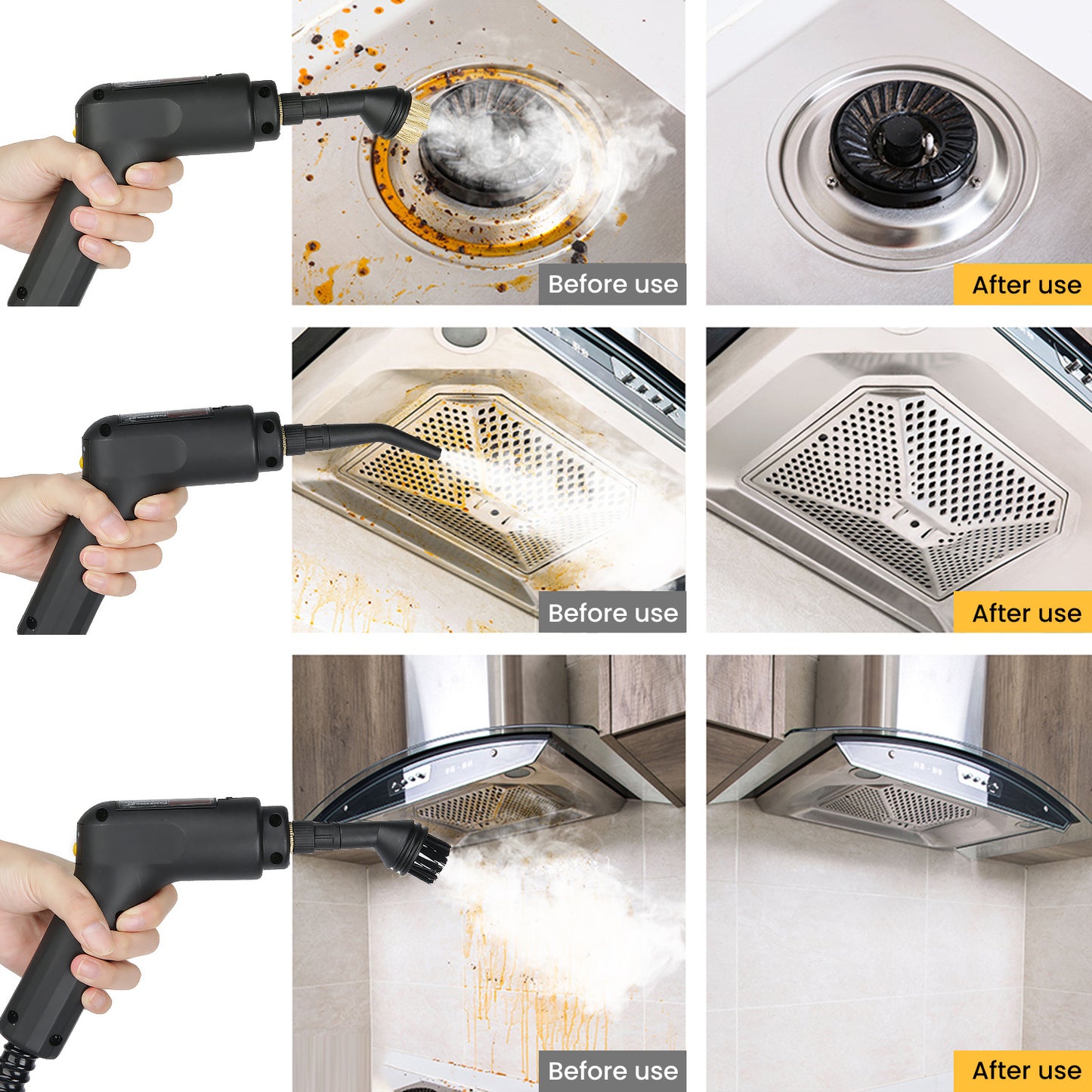 Máquina de limpeza a vapor portátil para uso doméstico, limpador a vapor manual de alta temperatura e pressão para cozinha e carpetes, ideal para casas, escritórios e veículos.