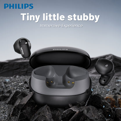 For Philips True Wireless BT Earbuds - Noise Cancelling HiFi Sound, In-Ear Headset with Mic, Sweat-Resistant, Touch Control, USB-C Charging, Compatible with iOS & Android Devices, Sports & Fitness, TAT2169, Wireless Headphone