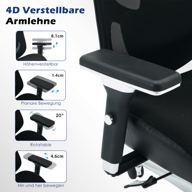 Heavy-Duty 230kg Capacity Ergonomic Office Chair with 4-in-1 Height Adjustment, 120° Tilt & Lumbar - Heavy Duty Desk Chair with 4D Armrests, 5-Wheel Base, Smooth-Rolling Casters, Headrest - Ideal for Tall Users & Long Hours