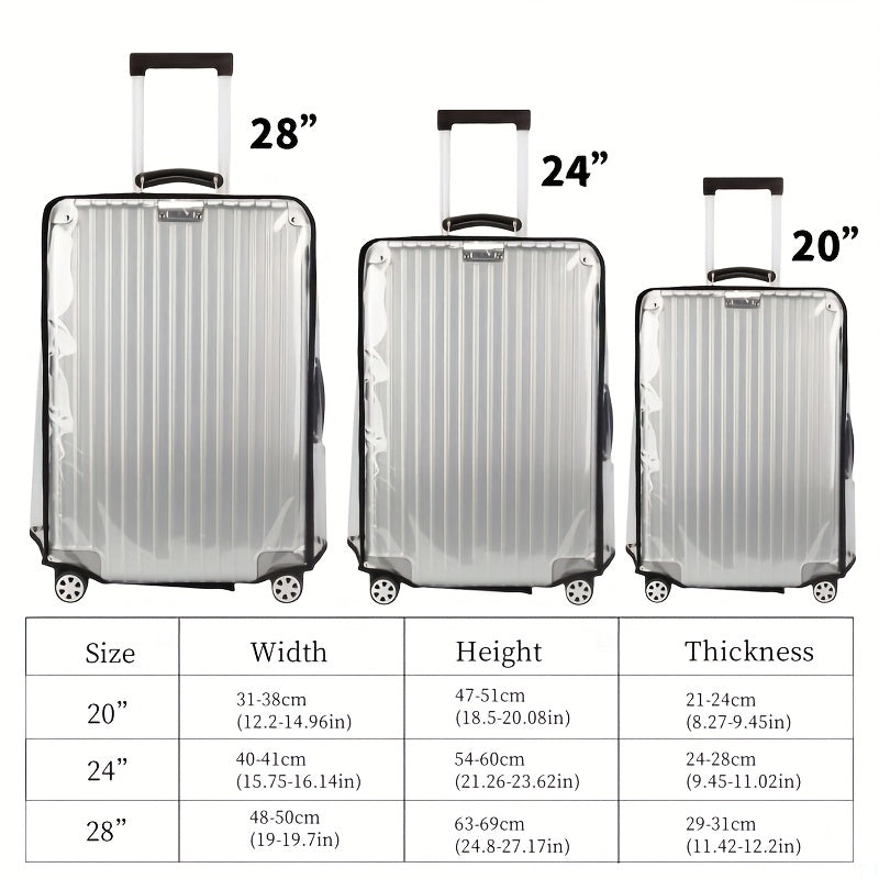 3pcs Luggage Protective Covers, Check-in Shockproof Thick PVC Transparent Dustproof Covers for 50.8cm+60.96cm+71.12cm Suitcases, Waterproof &amp; Durable