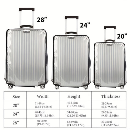 3pcs Luggage Protective Covers, Check-in Shockproof Thick PVC Transparent Dustproof Covers for 50.8cm+60.96cm+71.12cm Suitcases, Waterproof &amp; Durable