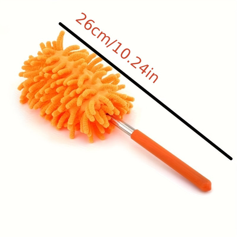 1pc, Stainless Steel Telescopic Fiber Duster - Efficient Dust Removal And Sweeping With PP Wool - Cleaning Tools And Supplies