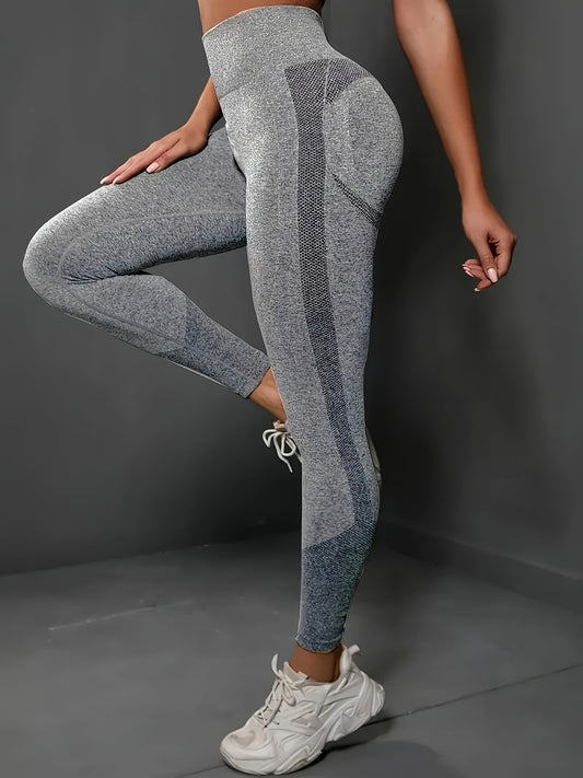 1pc Women'S High-Waist Seamless Leggings - 65% Polyamide, 25%, 10%, Quick-Dry Yoga Pants with Geometric Pattern, High-Elasticity Fabric, Waist-Cinching Design for Squat-Proof Workouts, All-Season Fitness & Casual Wear, Workou