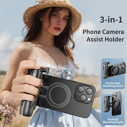 4-in-1 Multi-function Selfie Stick with Bluetooth Remote Control | Magnetic, Cell Phone Clip Dual Combination, 360° Rotation + 220° Flip Adjustment | Detachable Tripod/Cell Phone Holder | Portable Folding Compatible with 4.