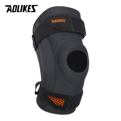 AOLIKES Unisex Spring-Loaded Knee Brace - Black with Orange Accents, Adjustable Straps & Breathable Design for Running, Sports, and Joint Support, Knee Brace for Running, Sports Knee Support, Sleek Knee Brace, Durable Knee Br