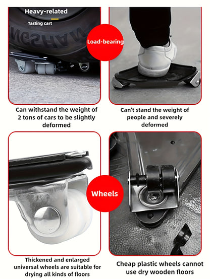 6-Piece Upgraded Furniture Dolly Set, Includes 4 Furniture Movers with 4 Wheels, 1 Pry Bar, 1 Pair of Gloves, Carbon Steel Panel Heavy-Duty Dolly, Furniture Lifter with 4 Universal 360° Swivel Rubber Wheels, Max Load 999.72