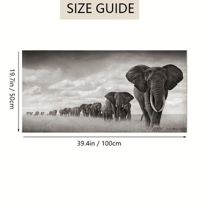 1pc Stunning Wild Animal Mural Wall Art - A Herd of Elephants for Bedroom and Living Room Decor