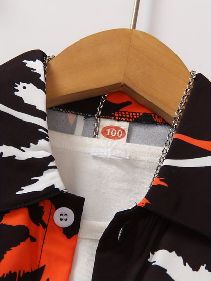 Boys' Summer Fashion Street Shirt Three-piece Set Only Selling Hats, Shirts and Shorts, Perfect for Outdoor