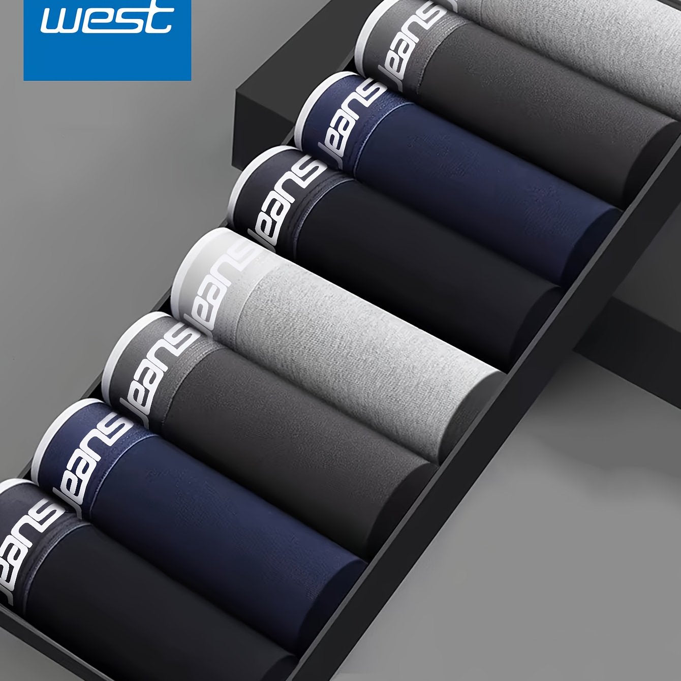 JEANSWEST 8-Pack Men's Underwear, Solid Color, Simple and Fashionable, Cotton Boxer Briefs
