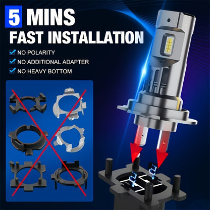 AILEO 2-Pack Premium H7 LED Headlight Bulbs 30000LM 1:1 Compact Turbine Style 6500K White Daytime Running Car Light, Without Battery