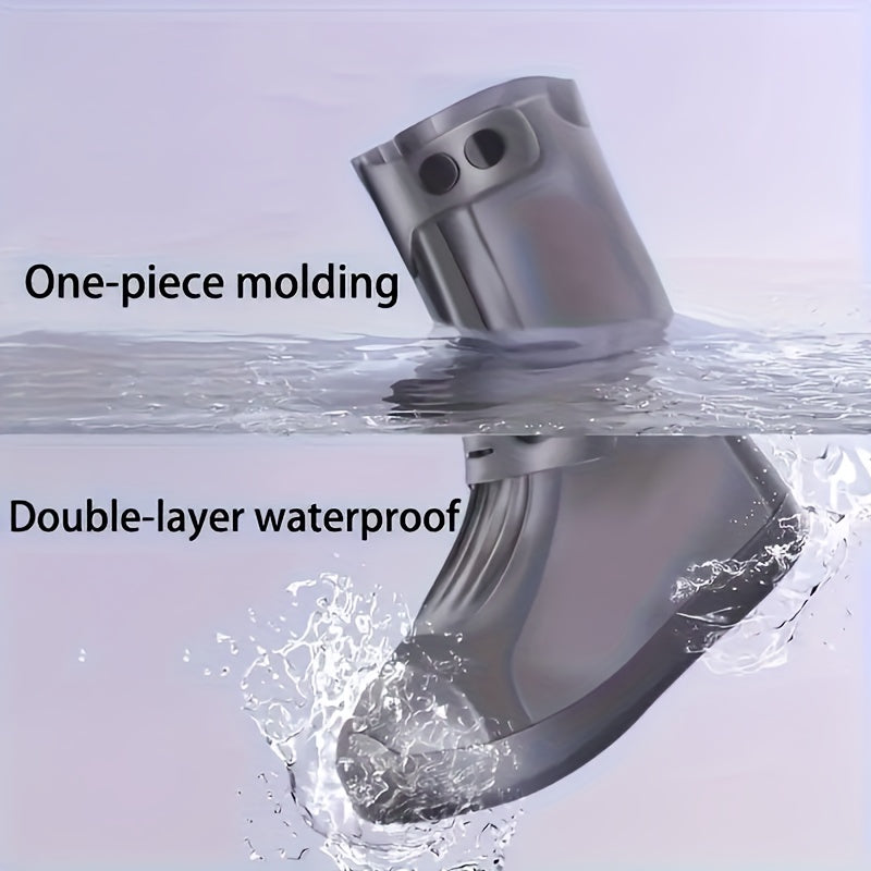 Waterproof Silicone Shoe Covers - Anti-Slip Reusable Foldable Boot Protectors with Double Button Design & Thick Sole for Rainy Snowy Weather, Unisex for Men & Women, Rain Shoe Cover, Rainy Day Essentials, Snow Protection Foot