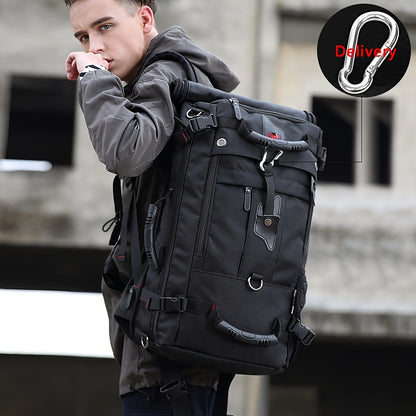 50L Large Capacity Convertible Backpack for Men - Black, Multi-Functional Hiking & Travel Bag with Laptop Compartment, Adjustable Straps, Durable Polyester Lining, Ideal for Outdoor Adventures, Sports, and Everyday Use, Trave