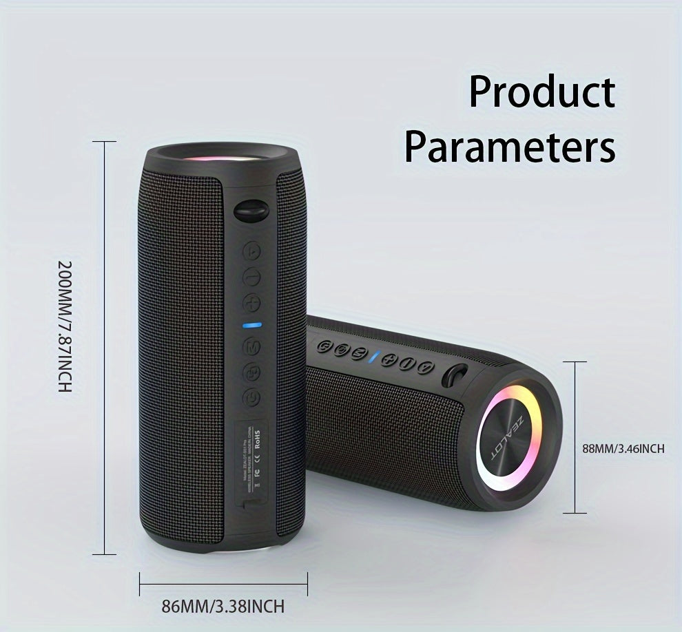 ZEALOT S51 Pro 40W Wireless Speakers - 16Hrs Playtime, Dual Pairing, Booming Bass, Waterproof IPX5, Portable with Handle, USB-C Charging, 7.2 Surround Sound, 40W Power, for Home, Car, Camping, Travel - Ideal Christmas Gift