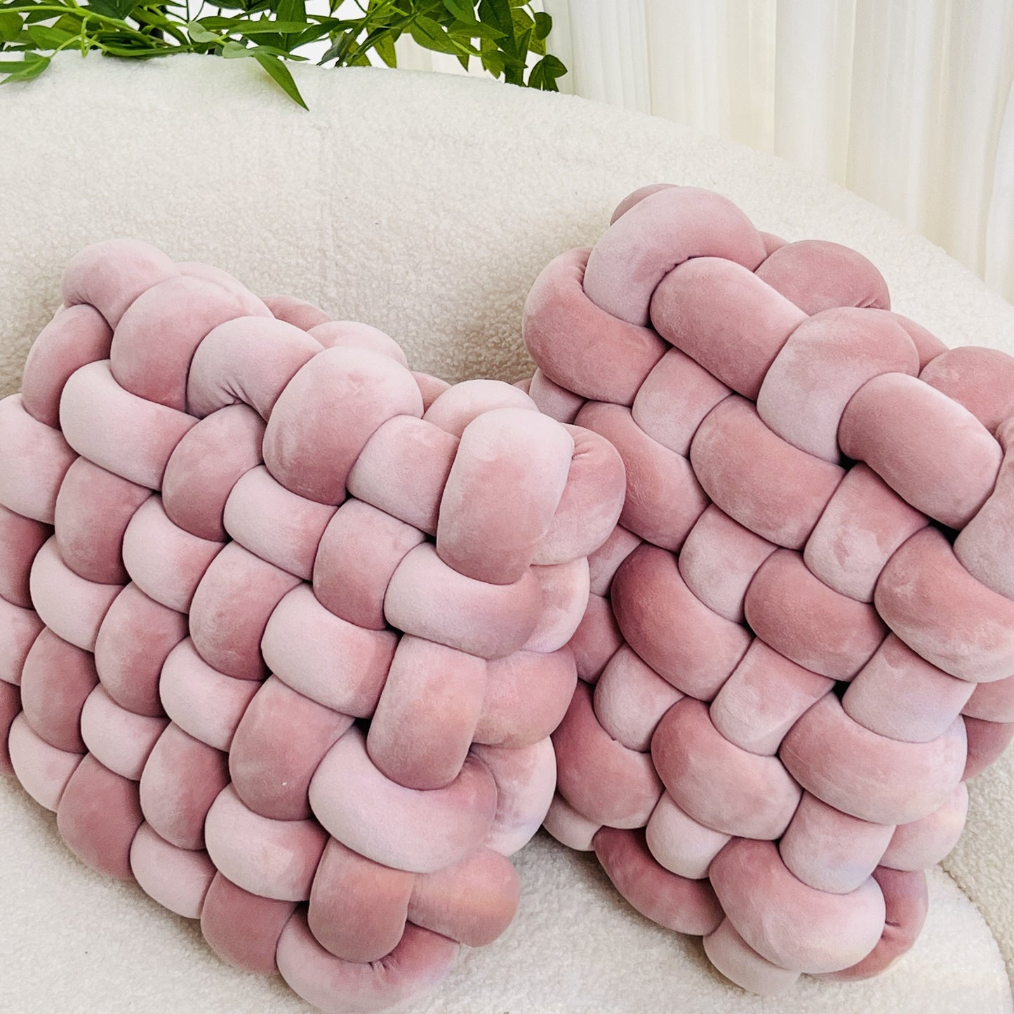 2pcs Knot Throw Pillow Soft Throw Pillow Home Decoration Cushion Square Office Knotted Plush Throw Pillow Cushion For Living Room Bedroom Sofa Couch Living Room Home Decor