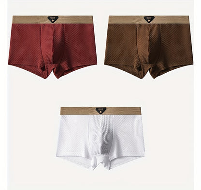 4-Pack Men'S Ice Sliky Fiber Fabric Underwear, Multi-Color Ultra-Thin Elastic Boxer Briefs for Spring, Summer, Autumn & Winter - Breathable and Stretchy Casual Shorts in Various Styles for Daily Wear
