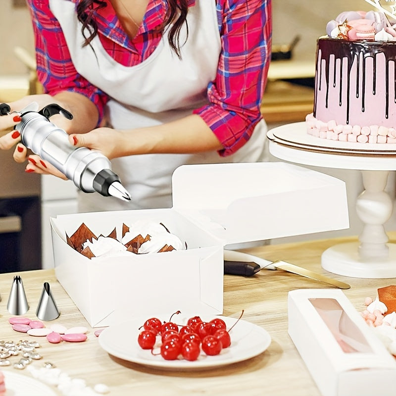 High-Quality Stainless Steel Icing Cream Decorating Kit, 34pcs Cake Decorating Tools Set with 10 Medium Nozzles and 10 Small Nozzles, Including a Graduated Smoothing Scraper, Silicone Writing Pen, Fondant Comb, Cupcake Fillin